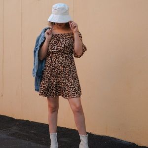 Animal Print Casual Dress Off The Shoulder